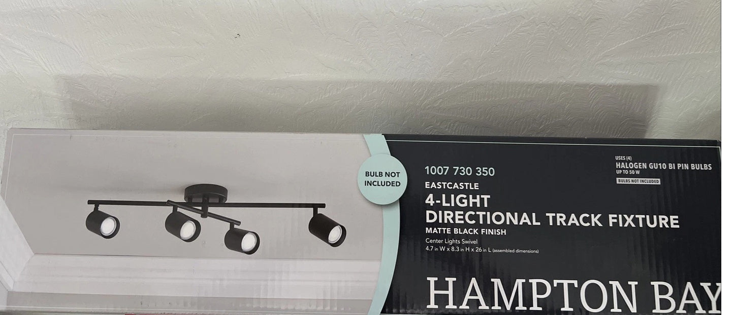 Hampton Bay 4-Light Directional Track Lighting Kit w/ 4 GU10 Bulbs Included.