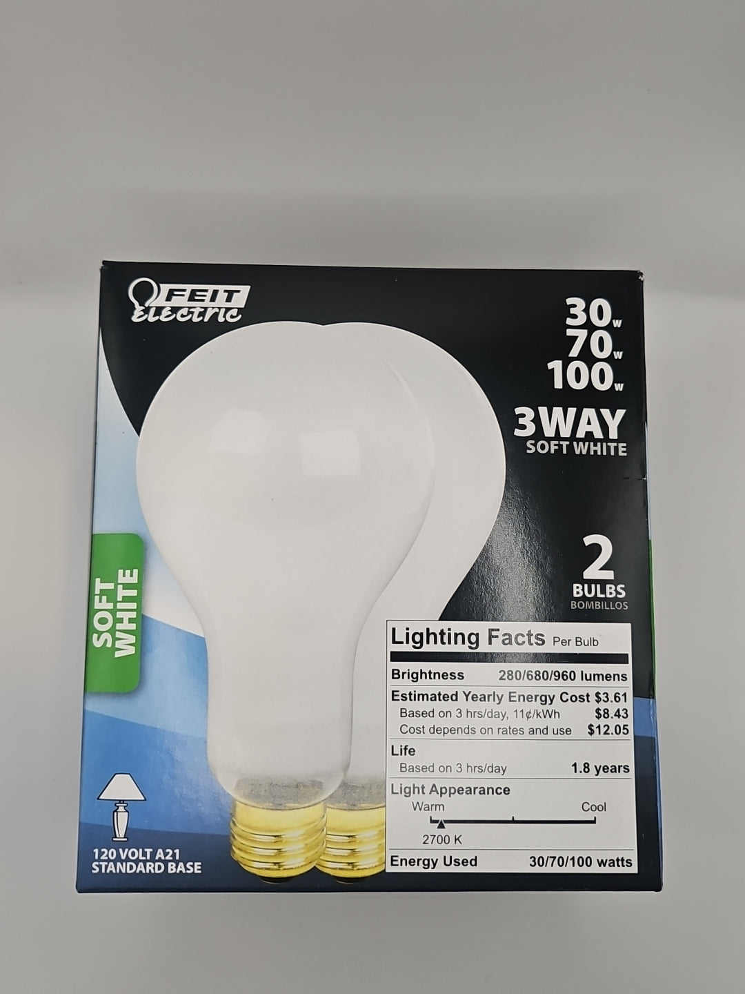 Feit Electric 3-way 30/70/100 Incandescent A21