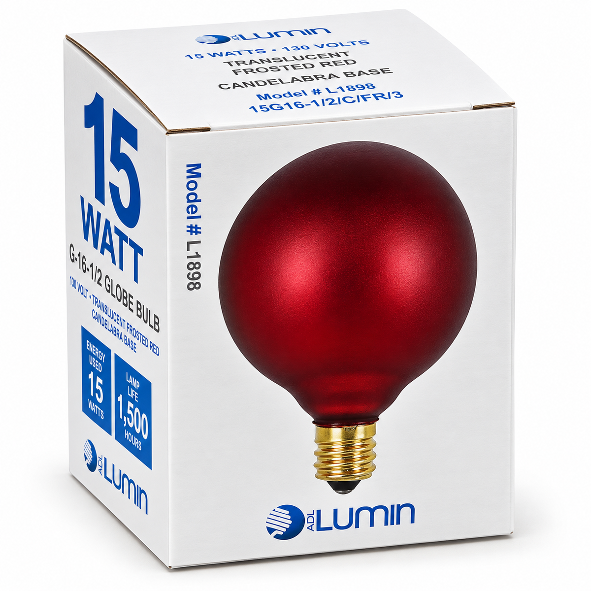 Lumin G16-1/2 15W Frosted Red Candelabra Globe Bulbs, 10-Pack