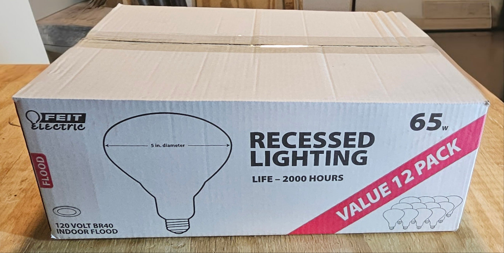 Feit BR 40 65W Indoor Flood Light Bulbs White Pack of 12 Alt To Phillips Brand