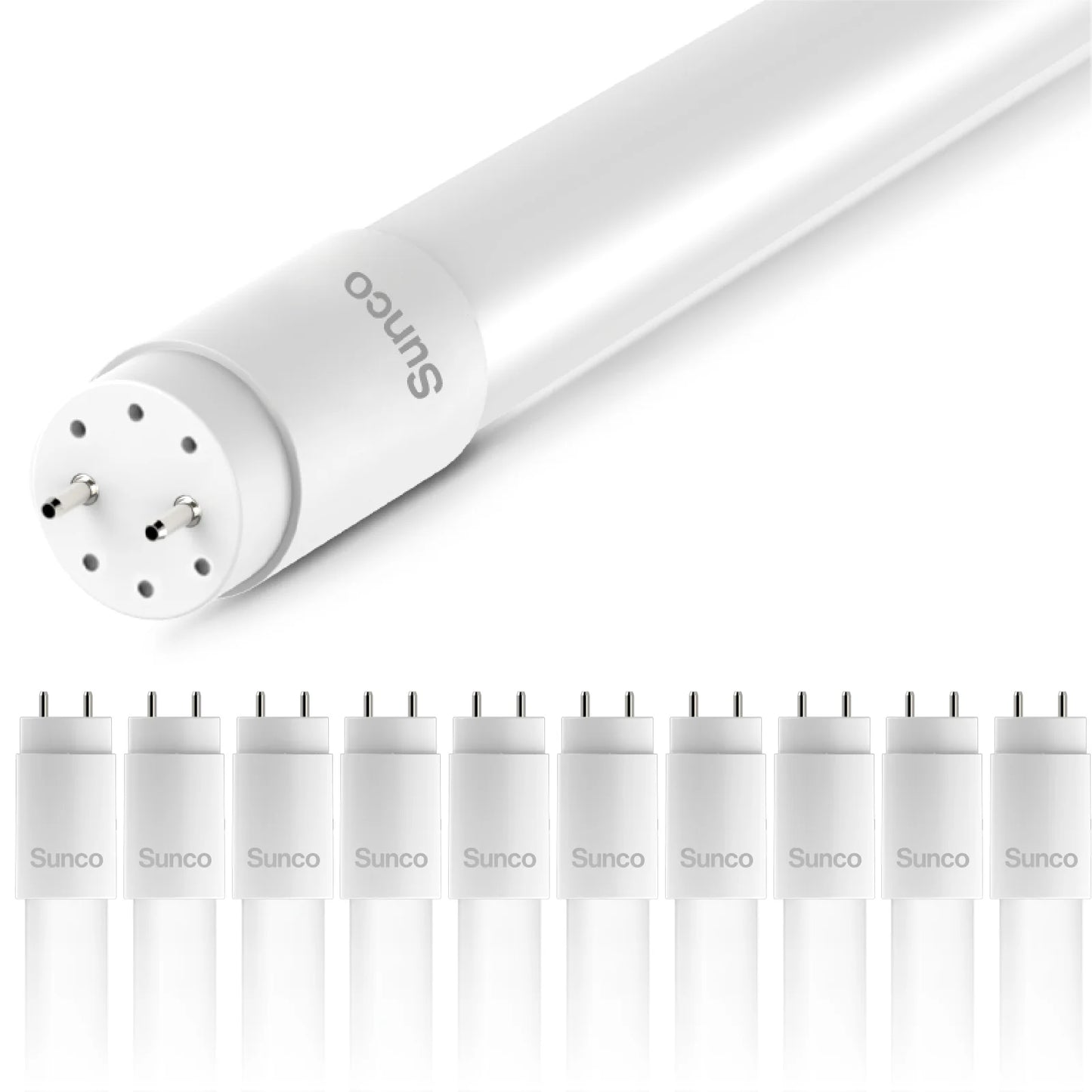 T8 LED Tube, 4ft, Frosted, Plug & Play, Hybrid Type A+B, Single/Double Ended, 20W, 2400 Lumens