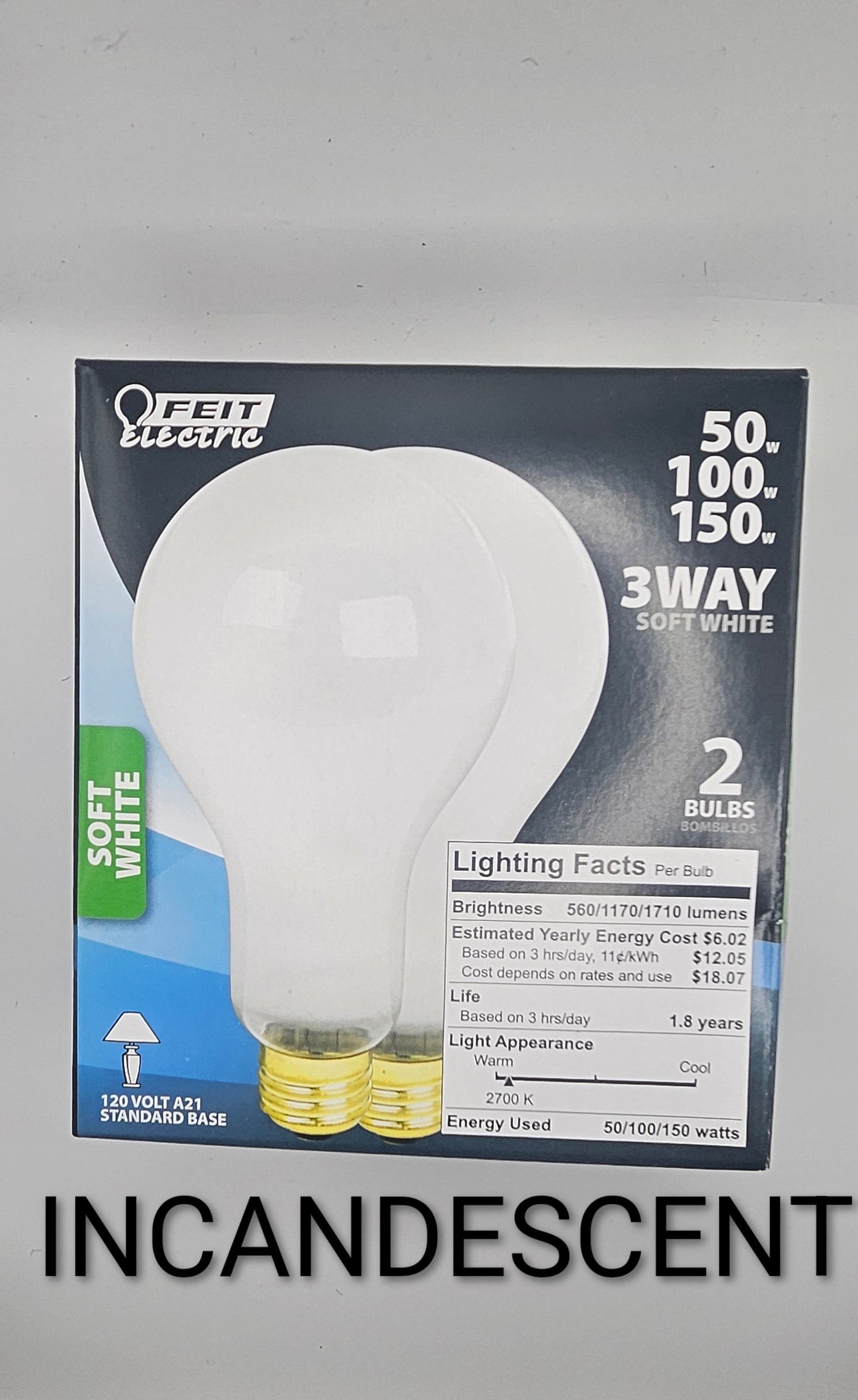 Feit Electric 50/100/150 A21 3-way (6-pack)